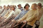 Michael Ancher fiskere trakker vod ved skagen Sweden oil painting artist